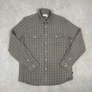 Civil Society Mens‎ Enzo Taupe Plaid Button Up Long Sleeve Flannel Size Med NWT